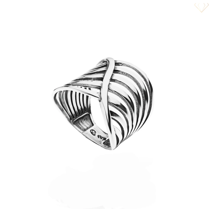 Srebrny pierścionek gładki duży ze wzorem