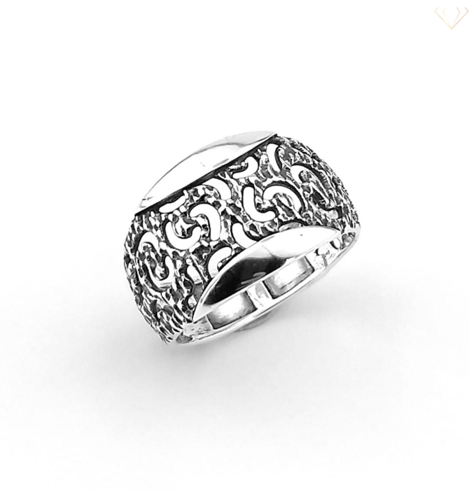 Srebrny pierścionek oksydowany ażurowy pr925 Susetti