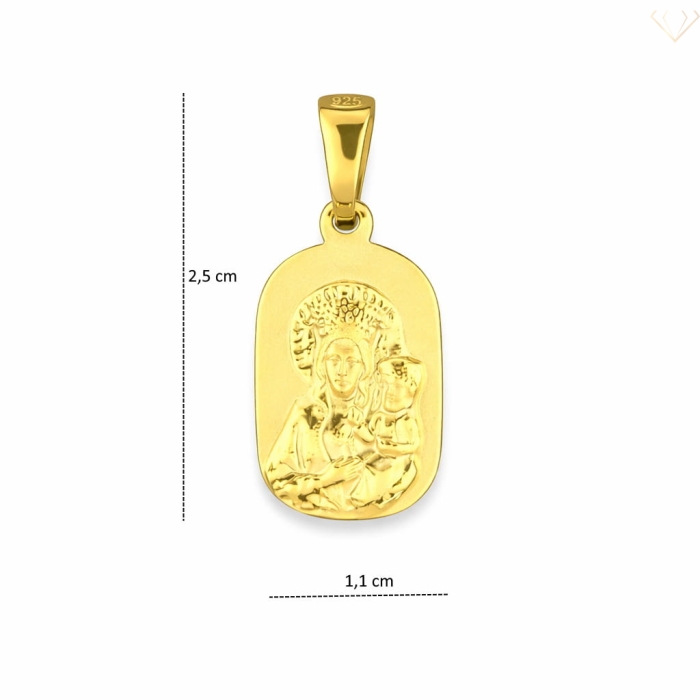 Srebrny medalik 925 wisiorek pozłacany susetti