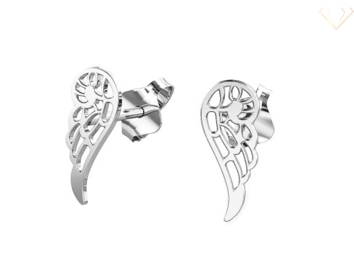 Srebrne kolczyki 925 skrzydła wkrętki sztyfty 