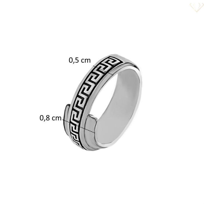 Srebrny Pierścionek pr.925 gładki połysk grecki wzór Meander