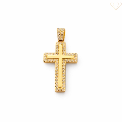 Srebrny wisiorek pozłacany krzyżyk z cyrkoniami pr.925