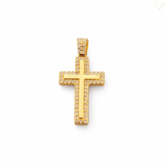 Pozłacany srebrny krzyżyk z cyrkoniami – próba 925 Susetti.