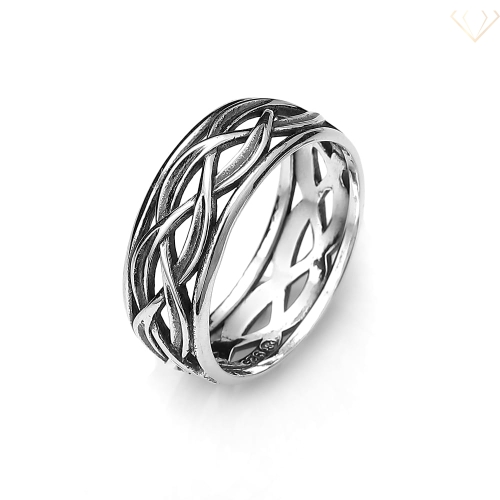 Srebrny pierścionek 925 oksydowany przeplatany wzór  R15