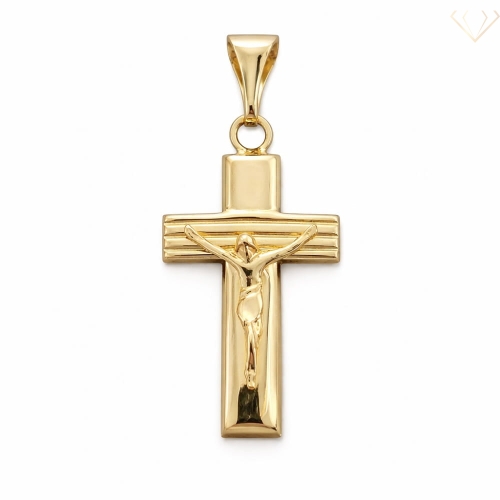 Srebrny wisiorek pozłacany, krzyżyk z wizerunkiem Pana Jezusa pr.925
