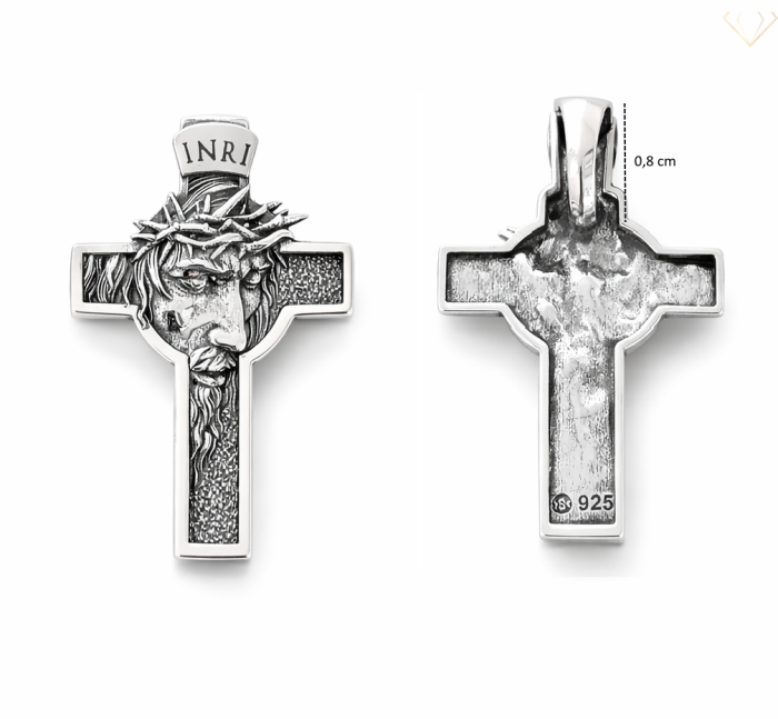 Srebrny Krzyżyk Próby 925 – Zawieszka z Wizerunkiem Jezusa