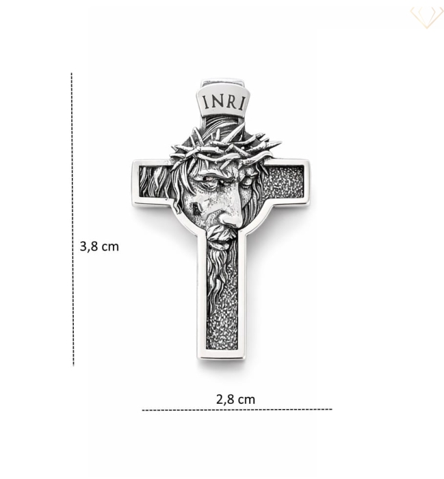 Srebrny Krzyżyk Próby 925 – Zawieszka z Wizerunkiem Jezusa