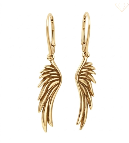 Srebrne kolczyki 925 długie wiszące pozłacane Skrzydła Anioła 
