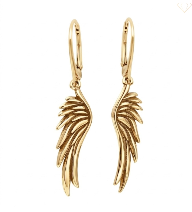 Srebrne kolczyki 925 długie wiszące pozłacane Skrzydła Anioła