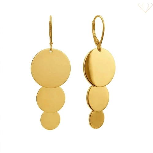 Srebrne kolczyki gładkie pozłacane z trzema błyszczącymi kółkami