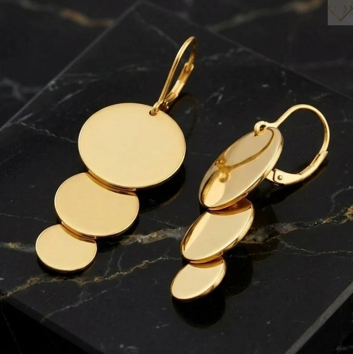 Srebrne kolczyki gładkie pozłacane z trzema błyszczącymi kółkami