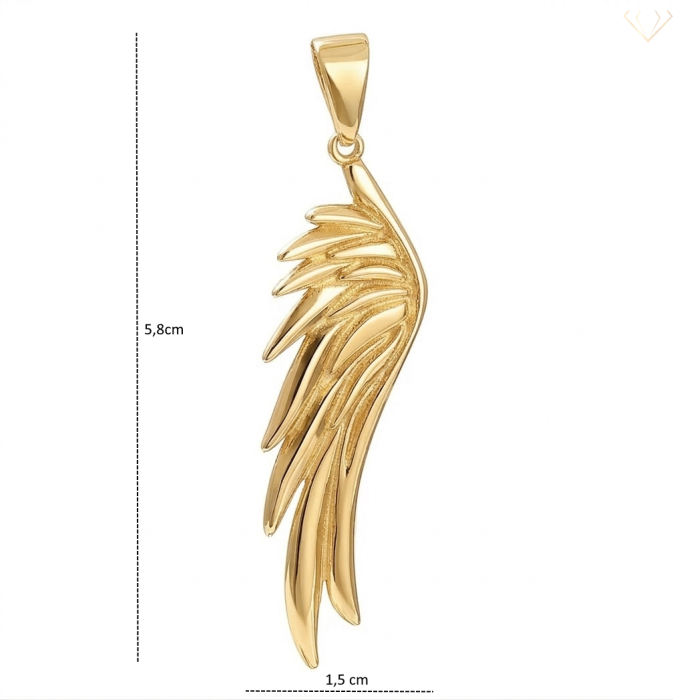 Srebrny wisiorek 925 pozłacany duże skrzydło anioła