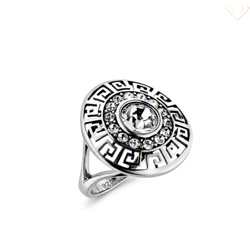 Srebrny pierścionek pr.925 wzór grecki z cyrkoniami R19