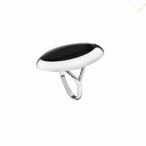 Srebrny pierścionek duży gładki z czarnym kamieniem Onyks pr925 R20