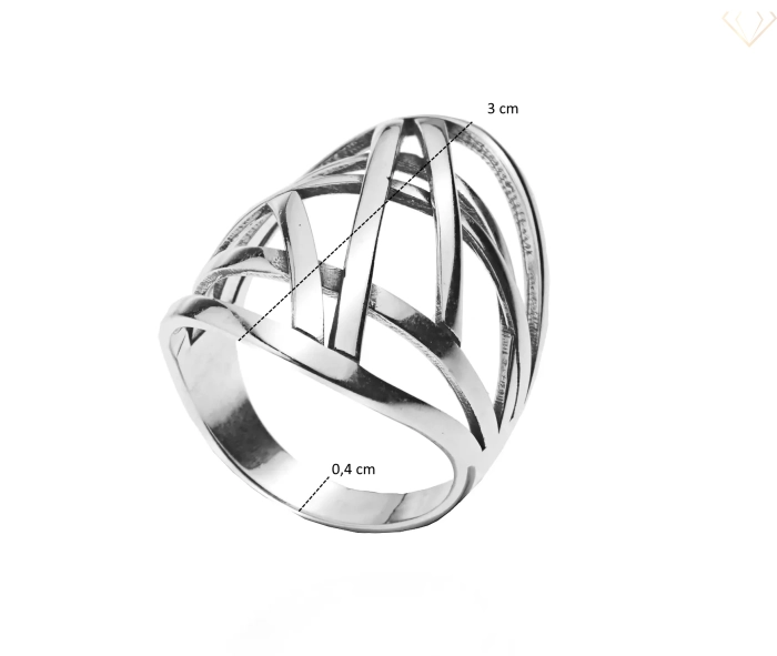 Srebrny pierścionek gładki duży ze wzorem srebro próby 925