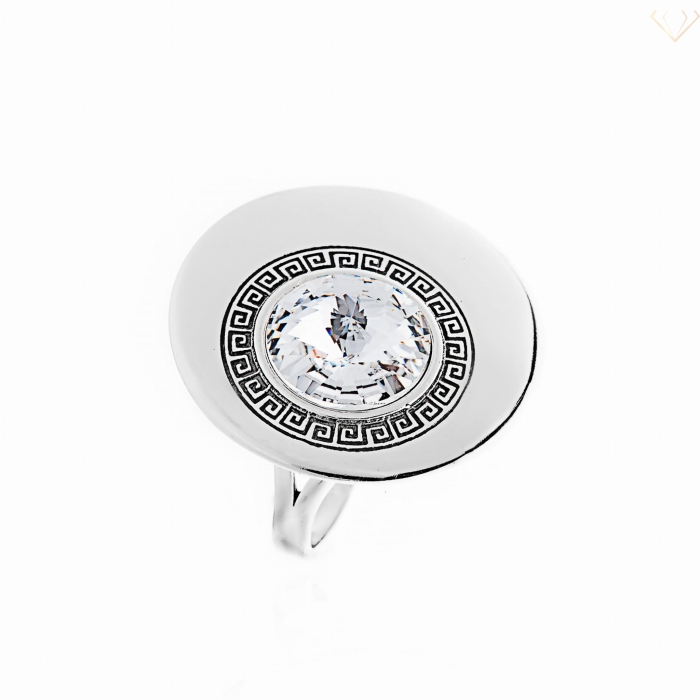 Srebrny pierścionek duży z cyrkonią wzór grecki próby 925 Susetti