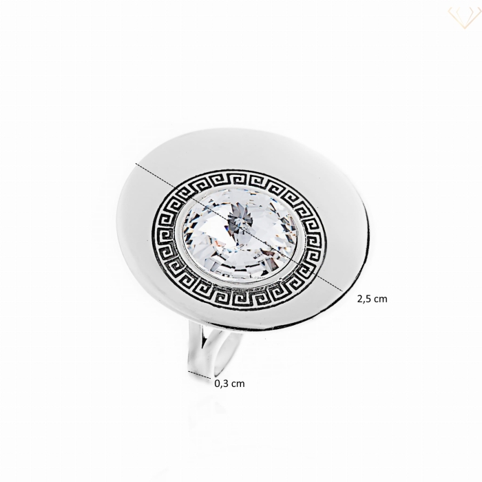 Srebrny pierścionek duży z cyrkonią wzór grecki próby 925 Susetti