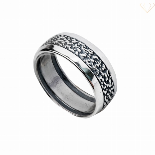 Srebrny pierścionek oksydowany ze wzorem R19