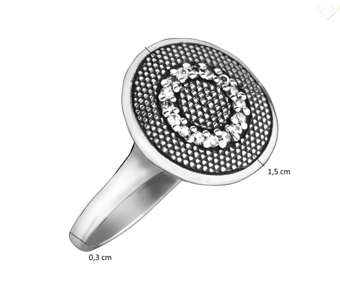 Srebrny pierścionek okrągły z cyrkoniami oksydowany biżuteria pr925