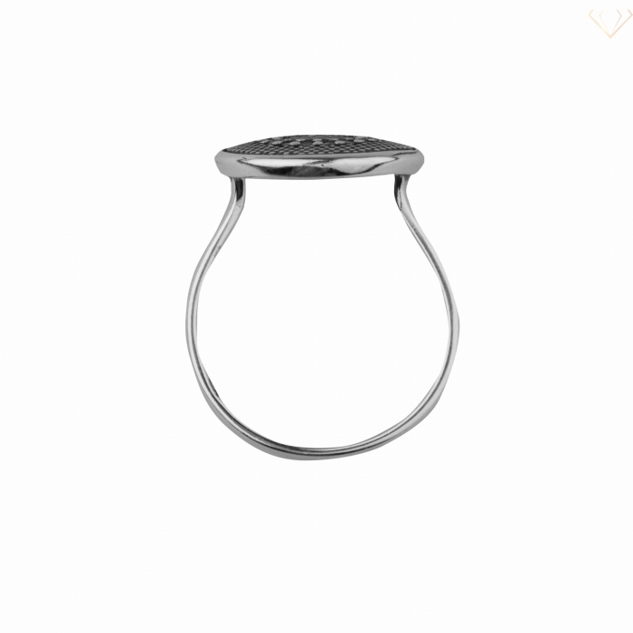 Srebrny pierścionek okrągły z cyrkoniami oksydowany biżuteria pr925