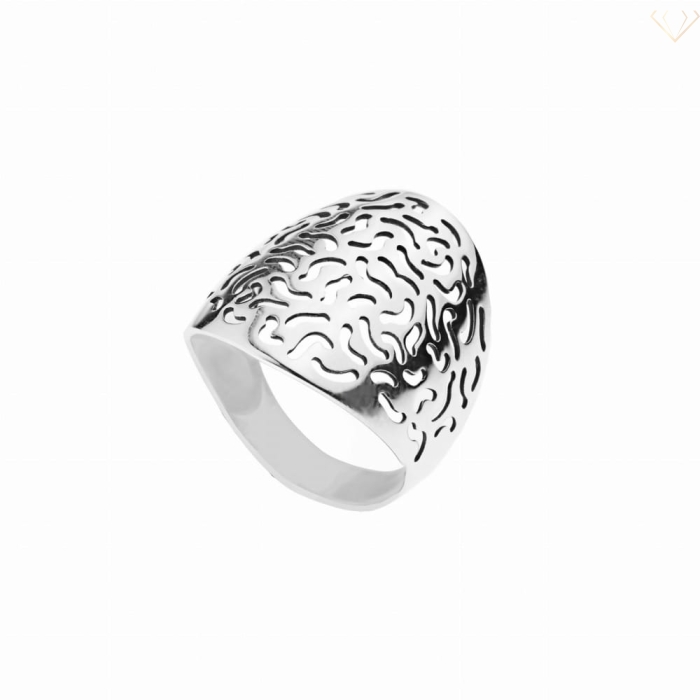 Srebrny pierścionek duży, gładki z pięknym ażurowym wzorem srebro pr.925