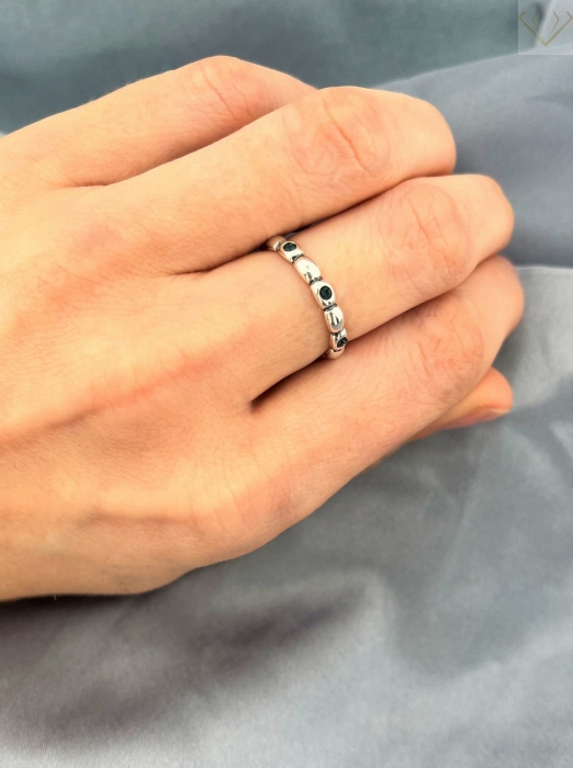 Srebrny pierścionek 925 gładki z cyrkoniami