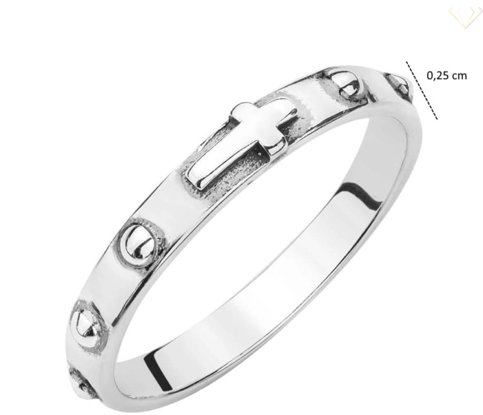 Srebrny pierścionek 925 krzyżyk oksydowany dziesiątka różańca