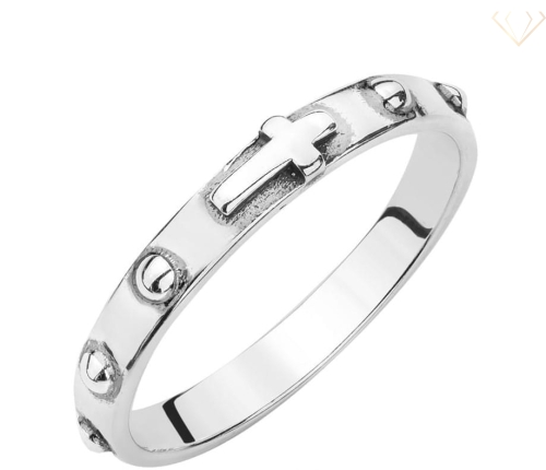 Srebrny pierścionek 925 krzyżyk oksydowany dziesiątka różańca R22