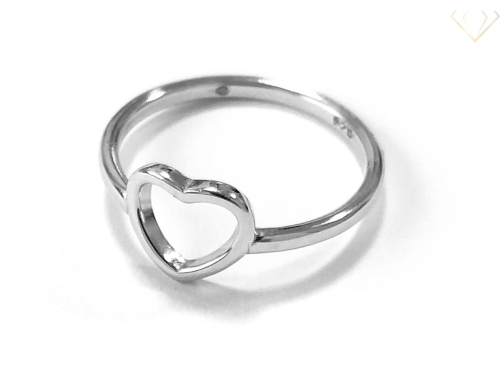 Srebrny pierścionek 925 gładki rodowany w kształcie serca R12