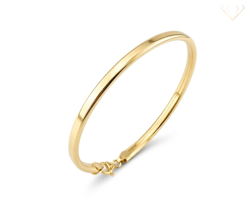 Srebrna bransoletka pozłacana sztywna gładka zapinana próba 925 