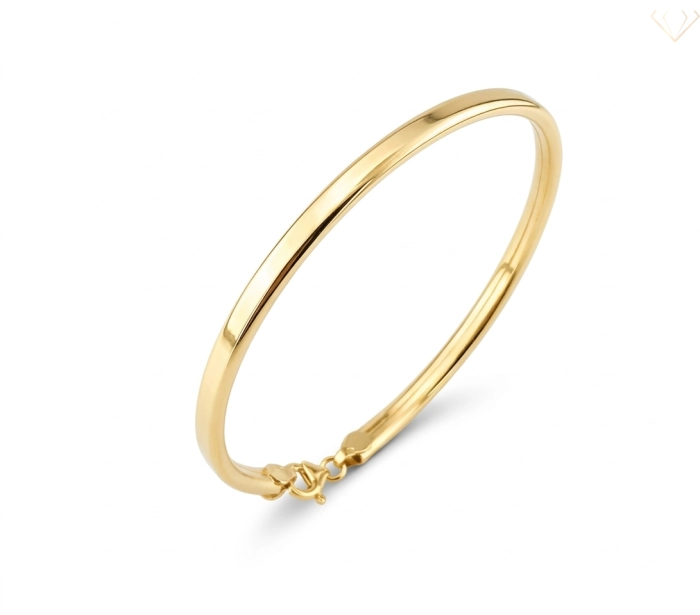 Srebrna bransoletka pozłacana sztywna gładka zapinana próba 925