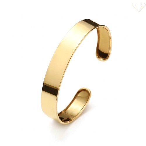 Srebrna bransoletka pozłacana bangle gładka, sztywna szeroka 1 cm