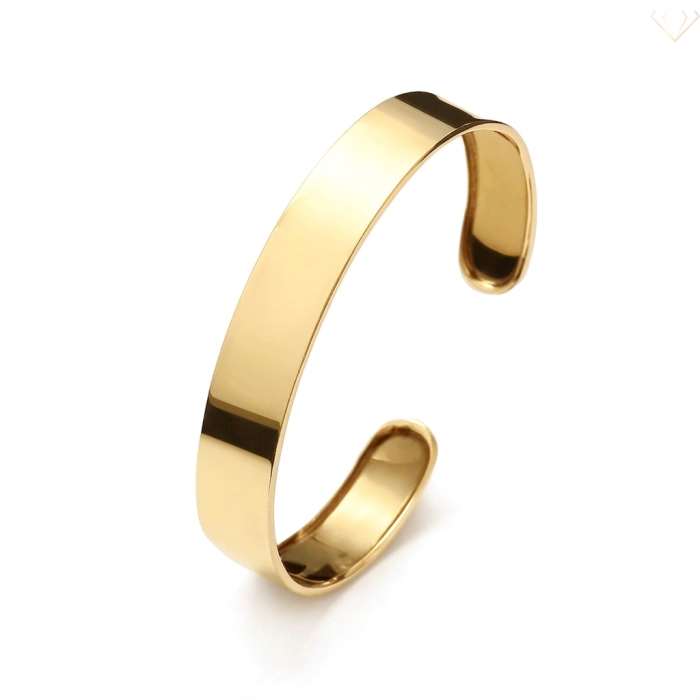 Srebrna bransoletka pozłacana bangle gładka, sztywna szeroka 1 cm