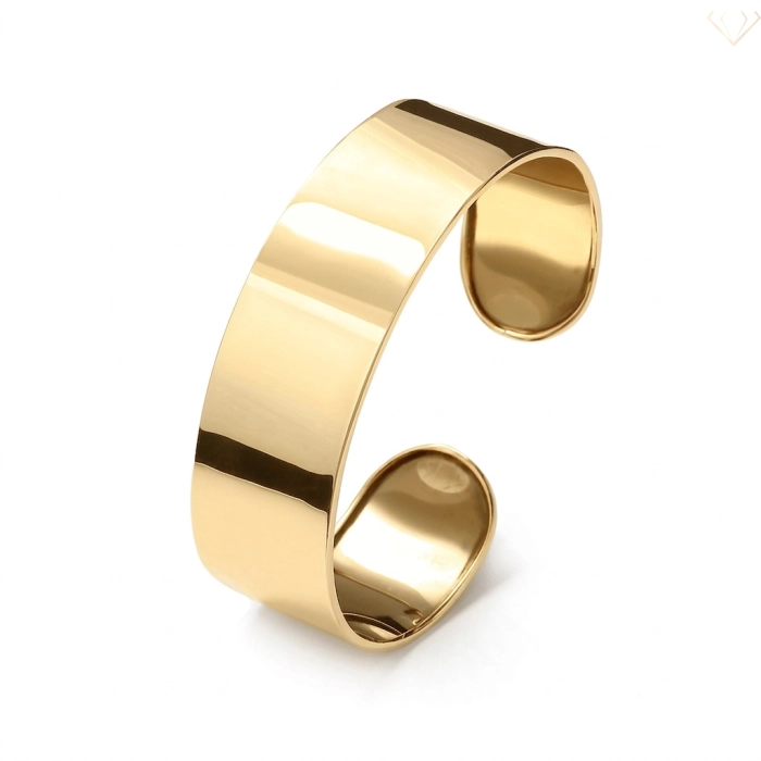 Srebrna bransoletka pozłacana gładka szeroka 2,1 cm Bangle