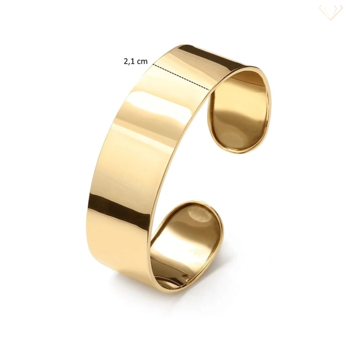 Srebrna bransoletka pozłacana gładka szeroka 2,1 cm Bangle