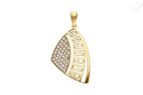 Srebrny wisiorek pozłacany z cyrkoniami grecki wzór