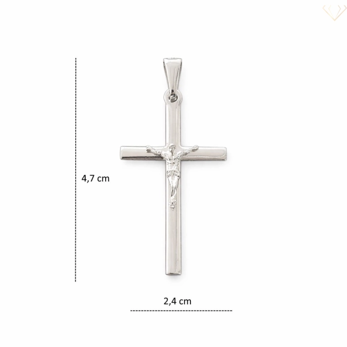 Smukły srebrny krzyżyk z wizerunkiem Chrystusa