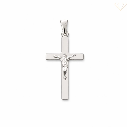 Srebrny krzyżyk pr.925 gładki z wizerunkiem Chrystusa