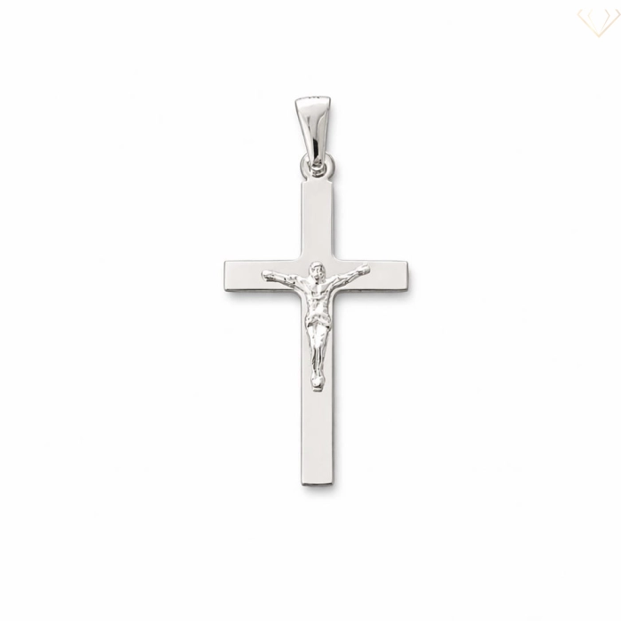 Srebrny krzyżyk pr.925 gładki z wizerunkiem Chrystusa