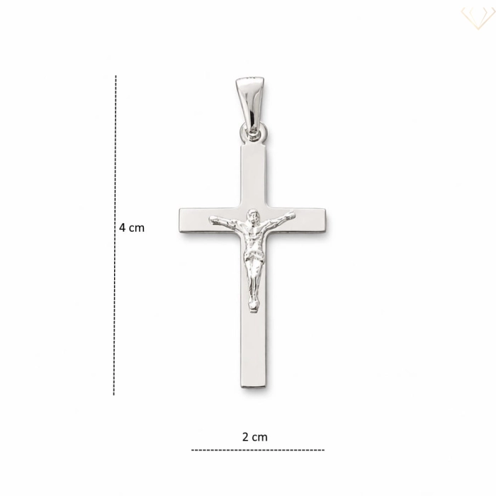Srebrny krzyżyk pr.925 gładki z wizerunkiem Chrystusa