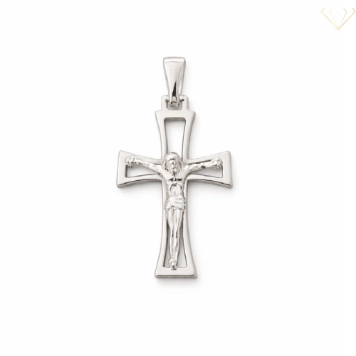 Srebrny krzyżyk 925 ażurowy z wizerunkiem Chrystusa - pasyjką 