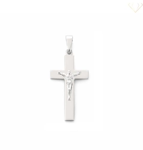 Srebrny krzyżyk pr.925 gładki z wizerunkiem Chrystusa