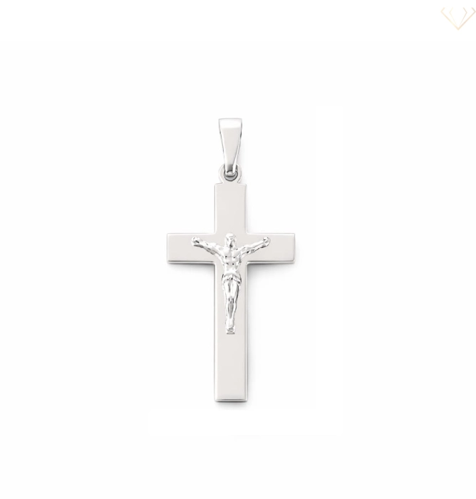 Srebrny krzyżyk pr.925 gładki z wizerunkiem Chrystusa