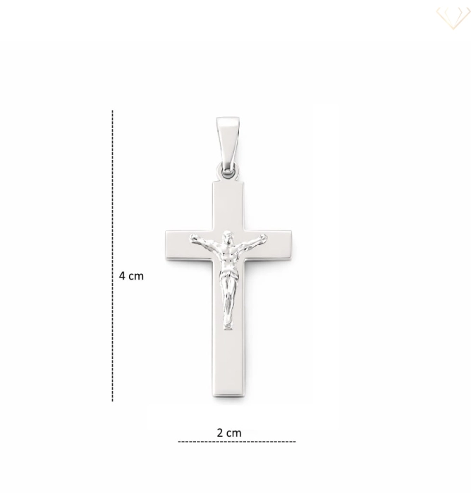 Srebrny krzyżyk pr.925 gładki z wizerunkiem Chrystusa