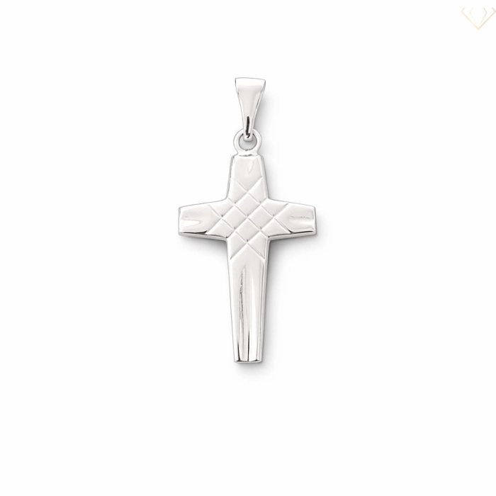 Srebrny wisiorek 925 krzyżyk ze wzorem