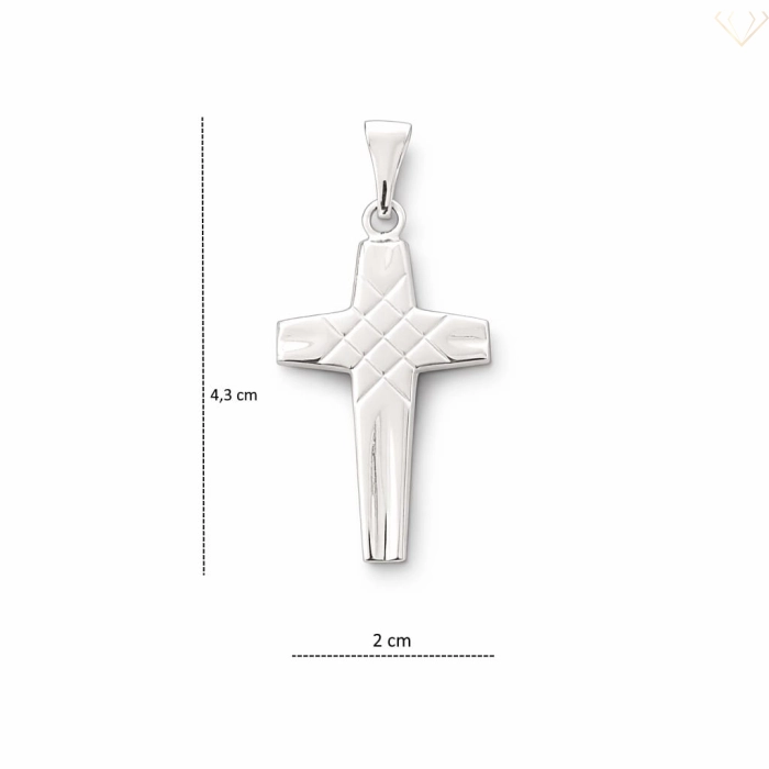 Srebrny wisiorek 925 krzyżyk ze wzorem
