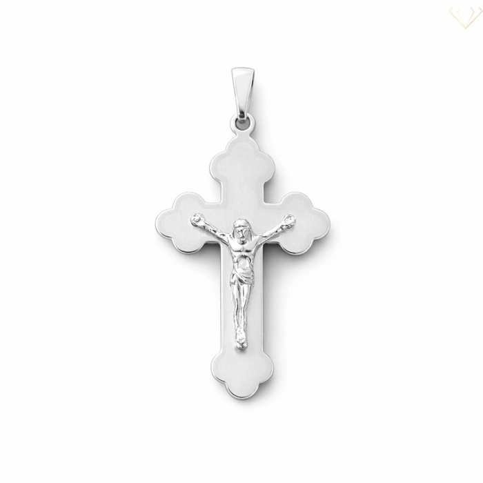 Srebrny krzyżyk rodowany pr. 925 z wizerunkiem Chrystusa