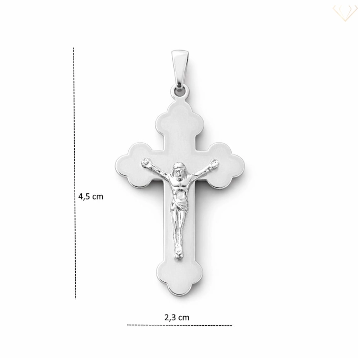 Srebrny krzyżyk rodowany pr. 925 z wizerunkiem Chrystusa