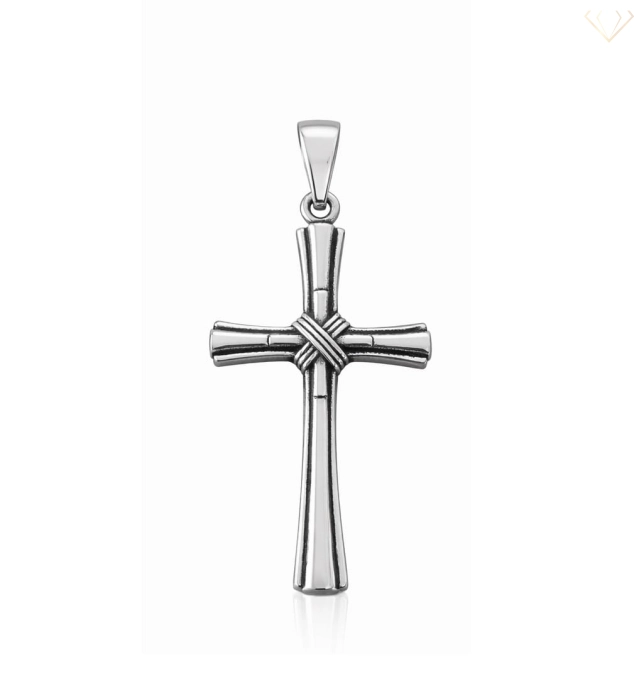 Srebrny Krzyżyk 925 duży oksydowany ze splotem