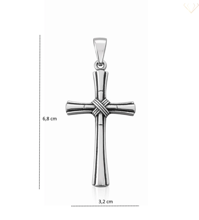 Srebrny Krzyżyk 925 duży oksydowany ze splotem